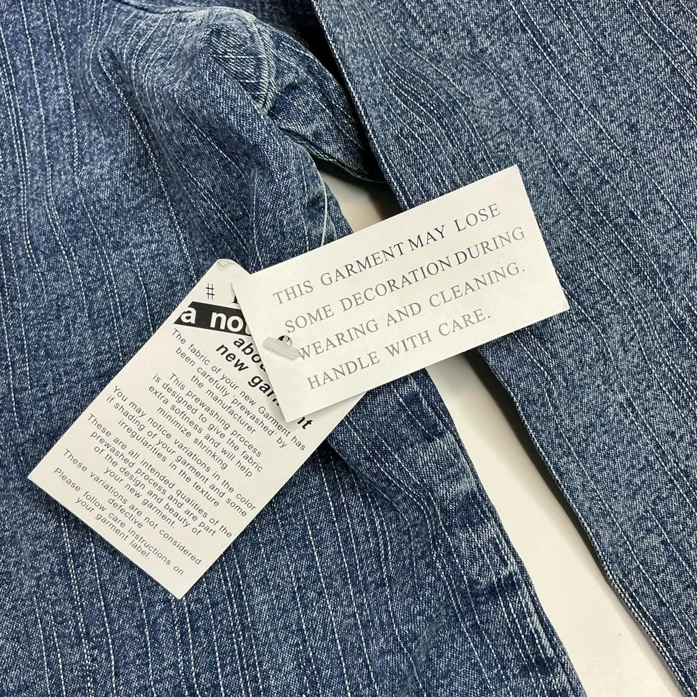 Denim 24/7 Blue Jean Jacket Blazer Long Sleeve with Embroidered Floral Design - Picture 16 of 16